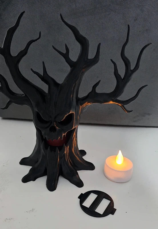 Halloween Black Skull Tree LED Decoration β Gothic Spooky Haunted House Ornament
