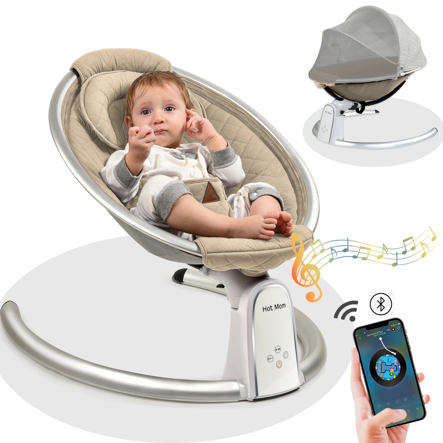 Hotmom ™ Electric Baby Bouncer with Bluetooth 5 swing speeds