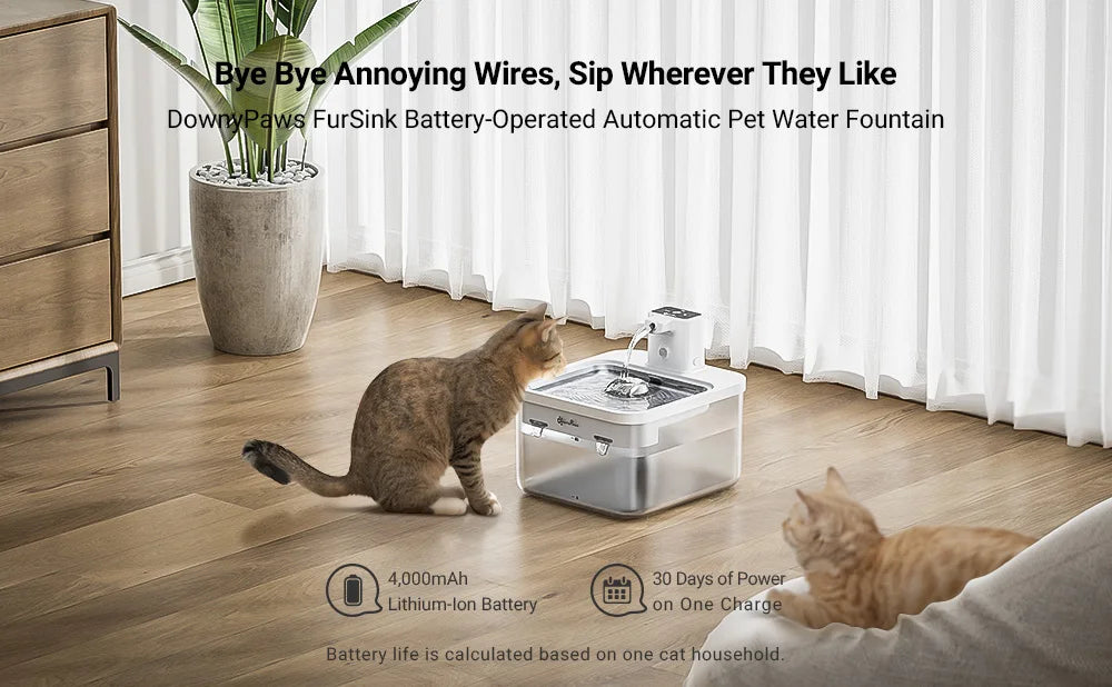 Automatic Stainless Steel Cat Water Fountain Wireless
