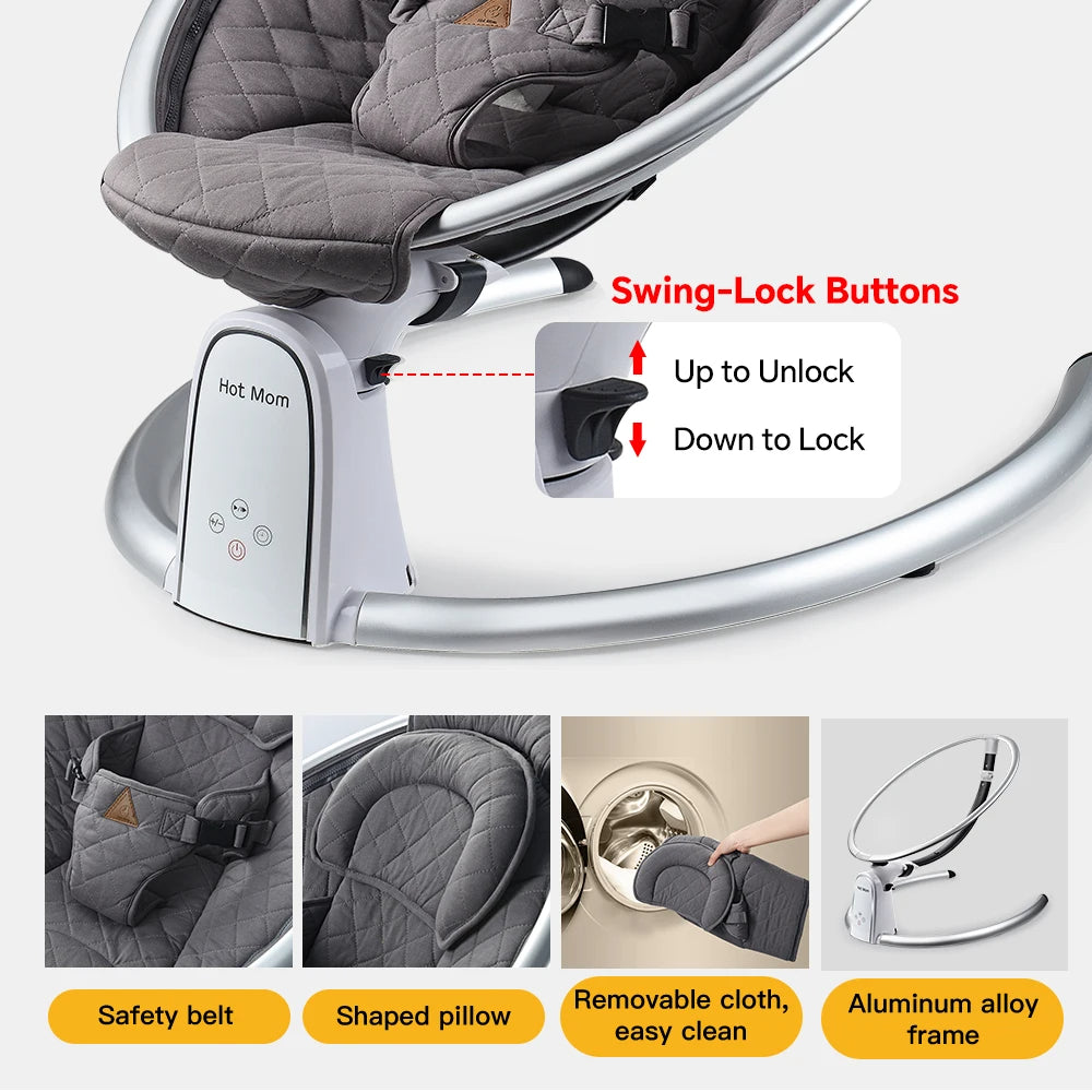 Hotmom ™ Electric Baby Bouncer with Bluetooth 5 swing speeds