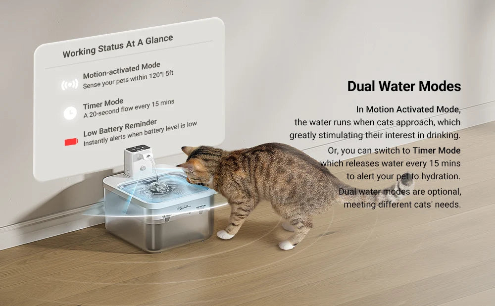 Automatic Stainless Steel Cat Water Fountain Wireless