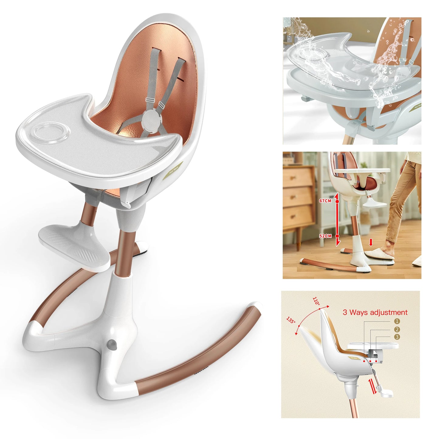 Hotmom ™ 360° Rotating HighChair With Adjustable Seat Height