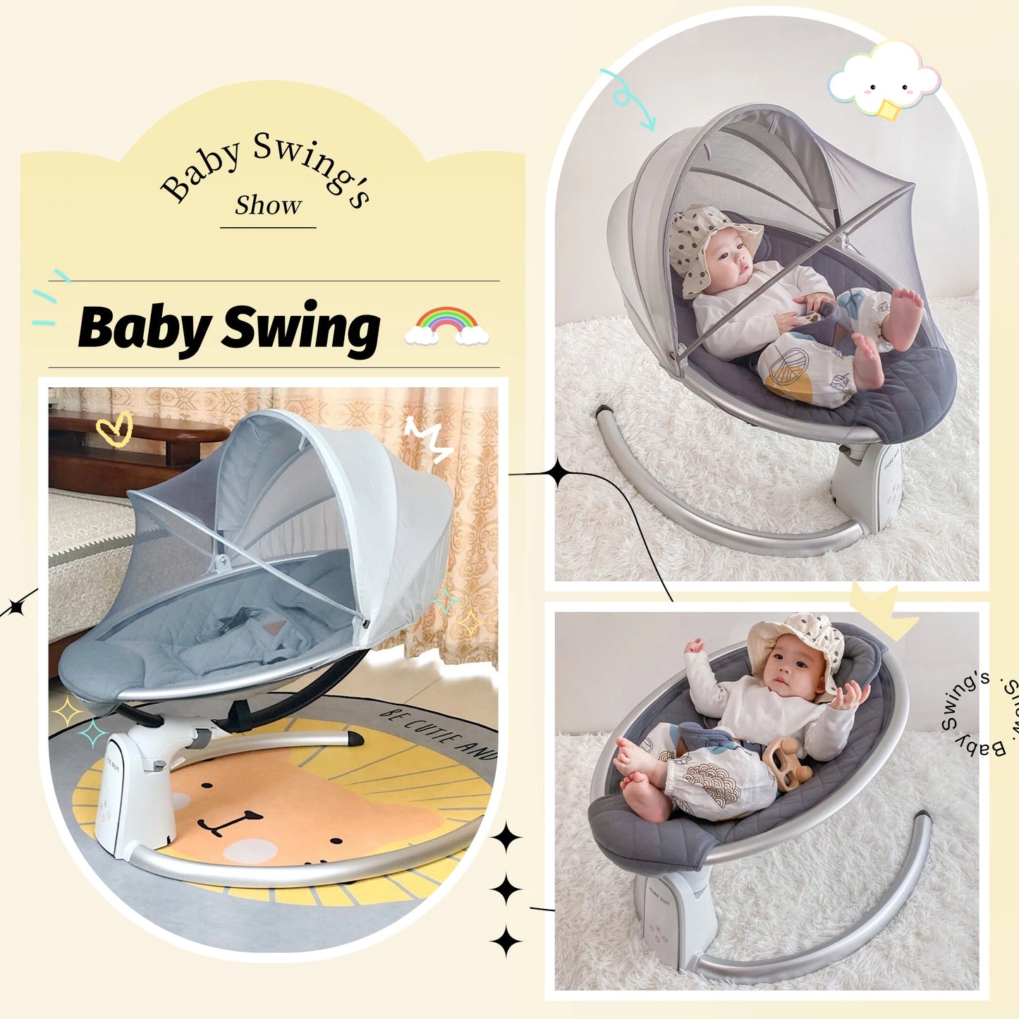 Hotmom ™ Electric Baby Bouncer with Bluetooth 5 swing speeds