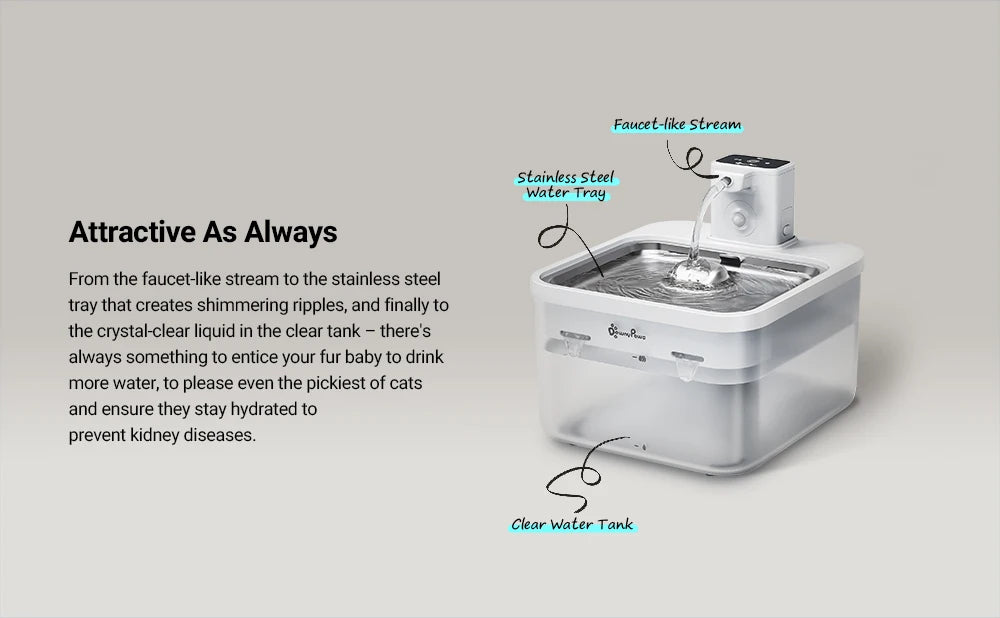 Automatic Stainless Steel Cat Water Fountain Wireless