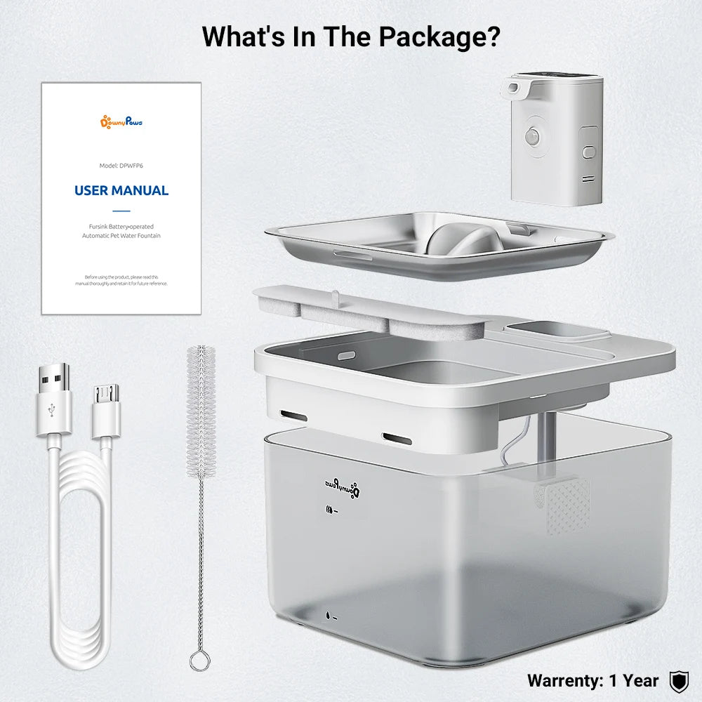 Automatic Stainless Steel Cat Water Fountain Wireless