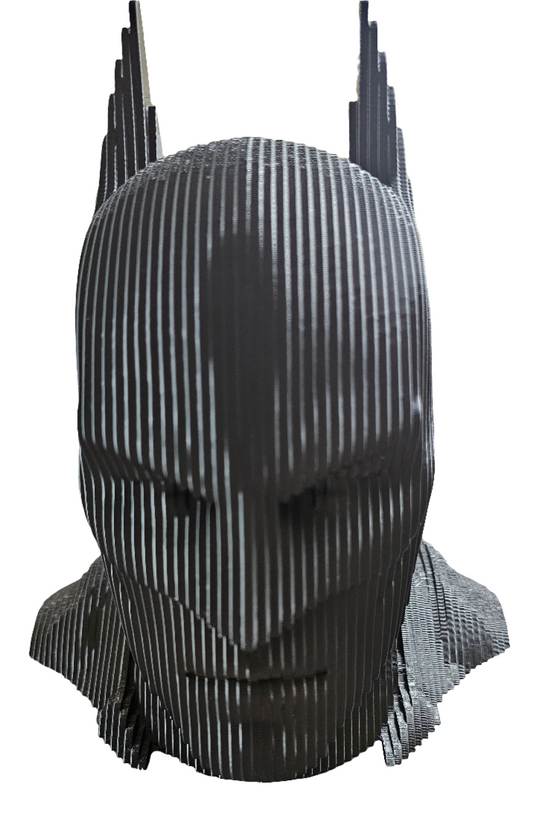 Batman Elite 3D bust close‑up showing ultra‑detail cowl and chest emblem – limited‑edition UK collectable