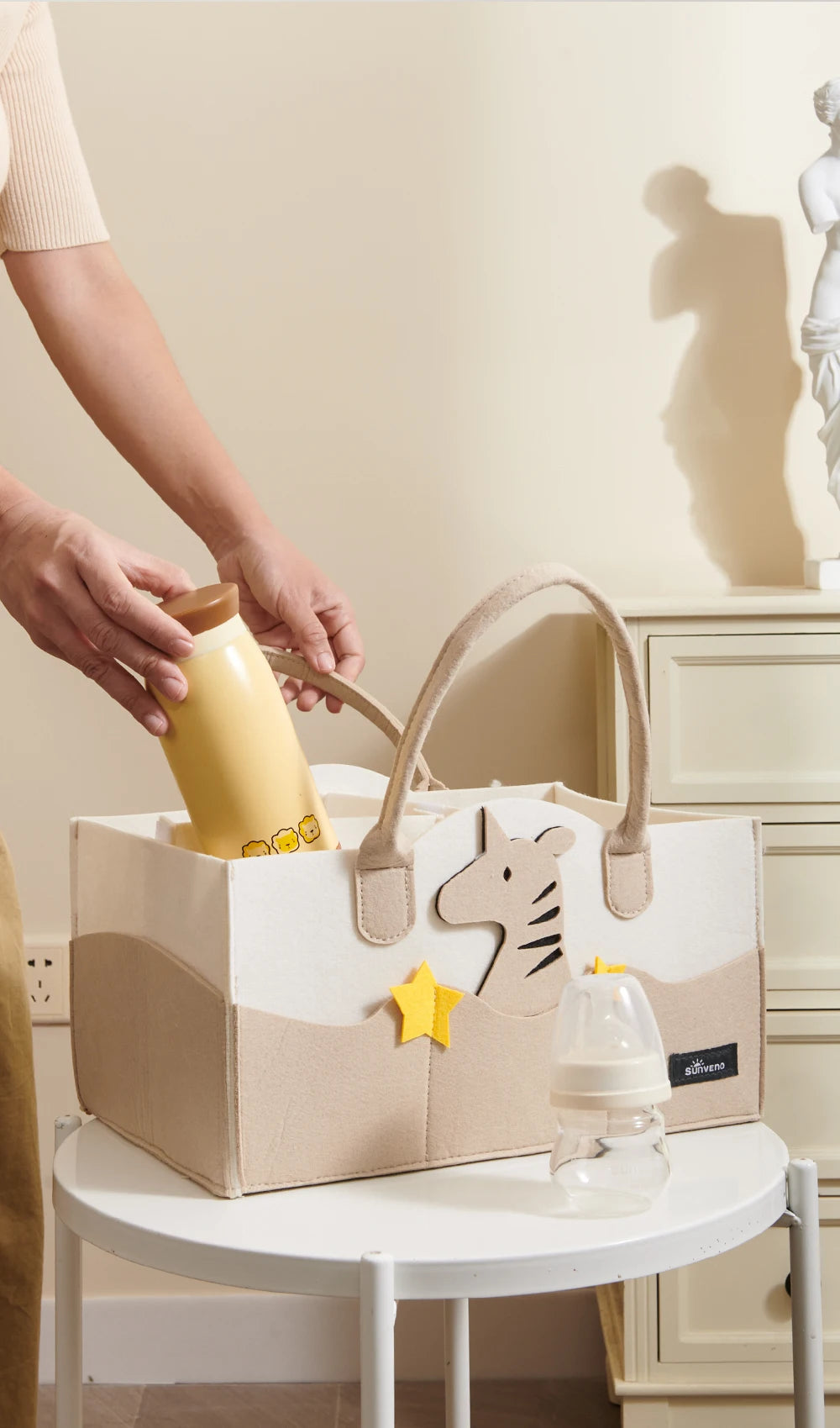 Sunveno Diaper Caddy – Portable Nursery Organiser Bin