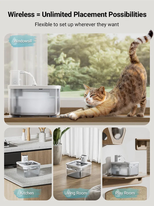 Automatic Stainless Steel Cat Water Fountain Wireless