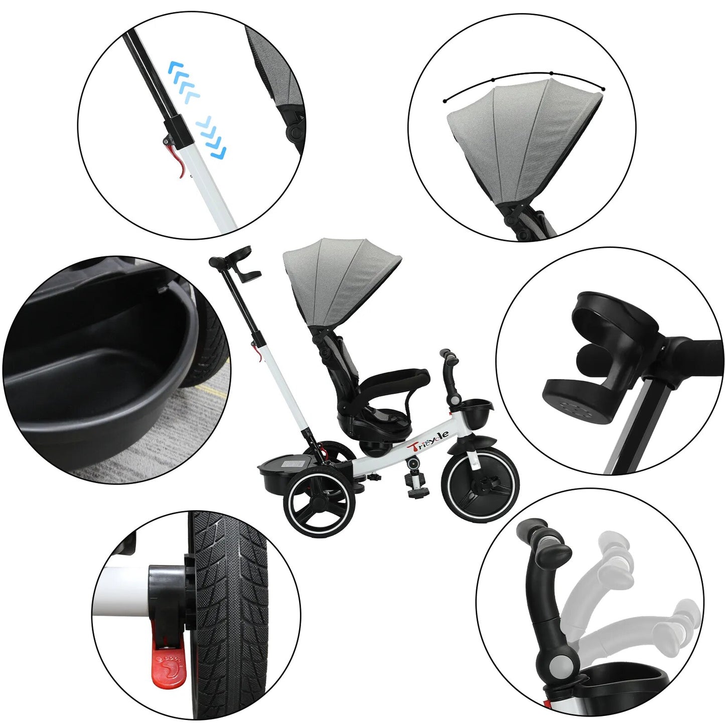 UBRAVOO Baby Stroller Tricycle Bike, 360 Degree Rotation