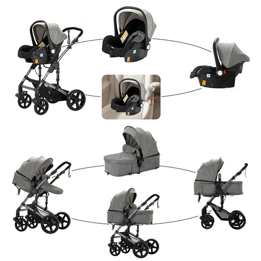 Baby Stroller 3 in 1 Reversible Lightweight
