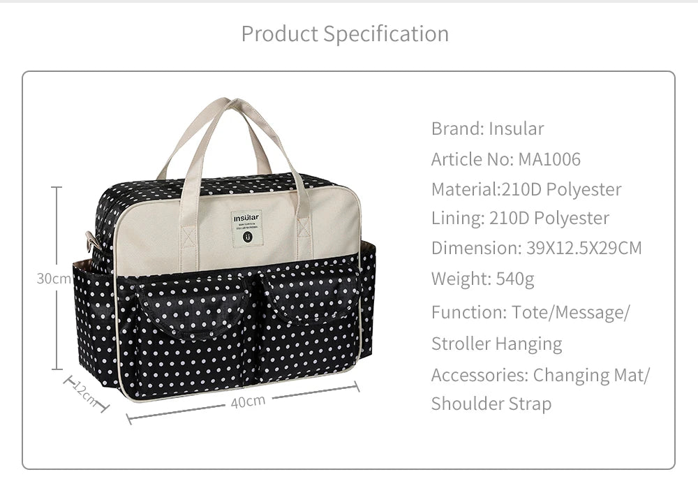 Fashion Print Diaper Tote – Large Travel Stroller Organizer