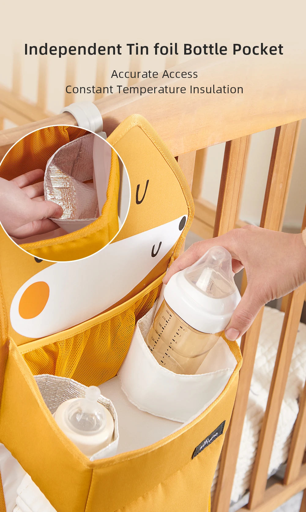 Sunveno Cartoon Crib Organizer – Cute Nursery Storage Bag