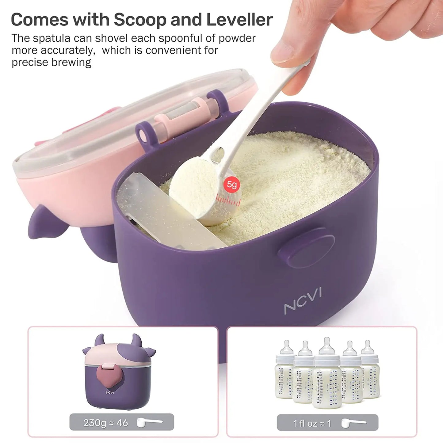 NCVI Travel Formula Dispenser – Spill‑Proof 47‑Scoop UK