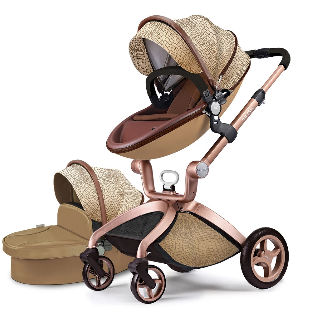 hot mom 2-in-1 baby stroller with bassinet crocodile