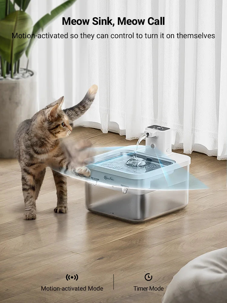 Automatic Stainless Steel Cat Water Fountain Wireless