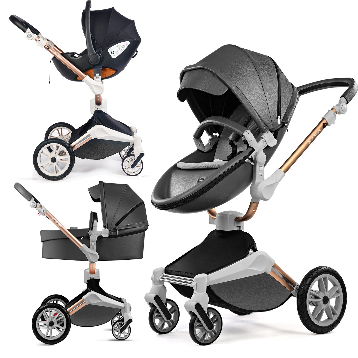 Hot Mom 360 rotating baby stroller in black