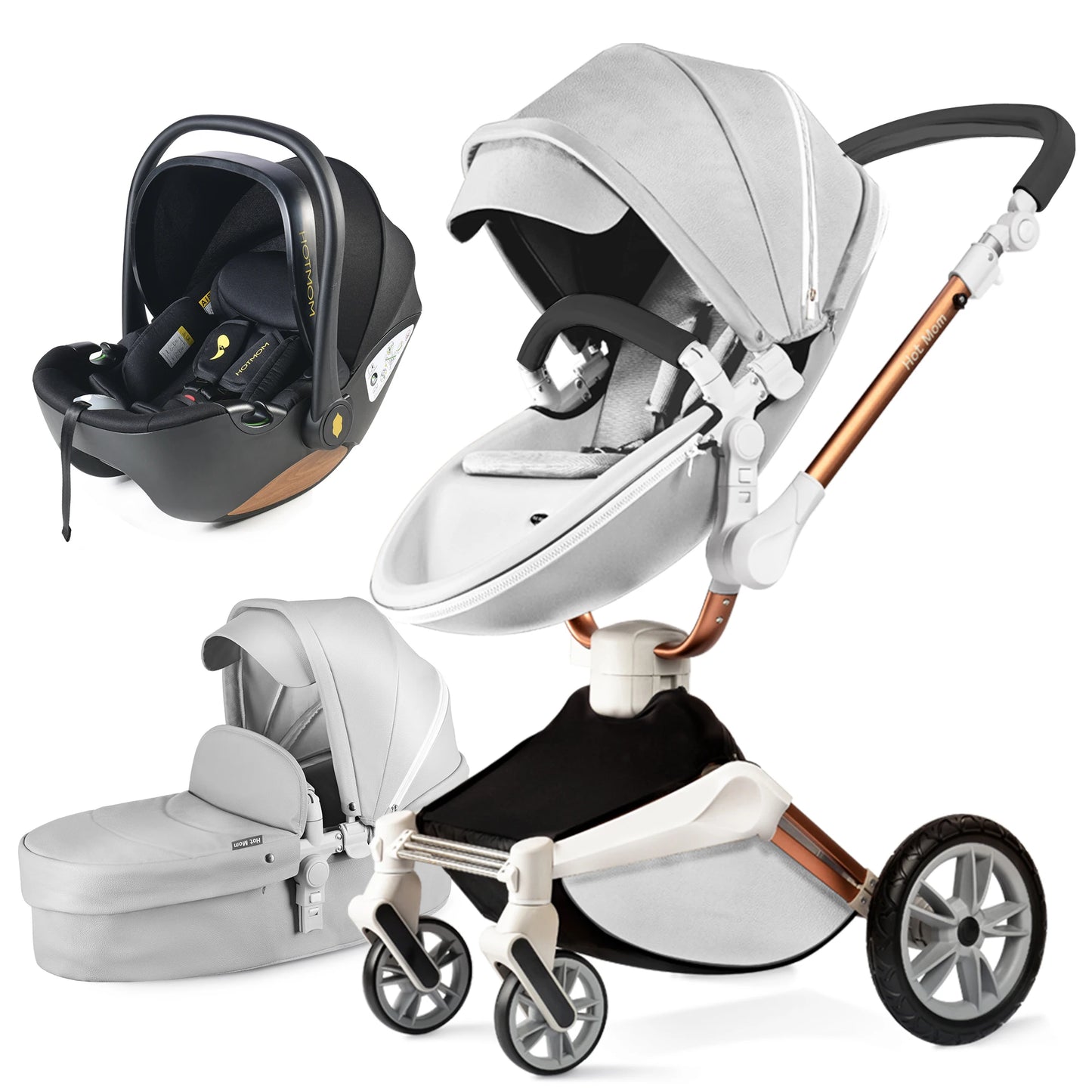 Hot Mom 360 rotating baby stroller in grey 3-in-1