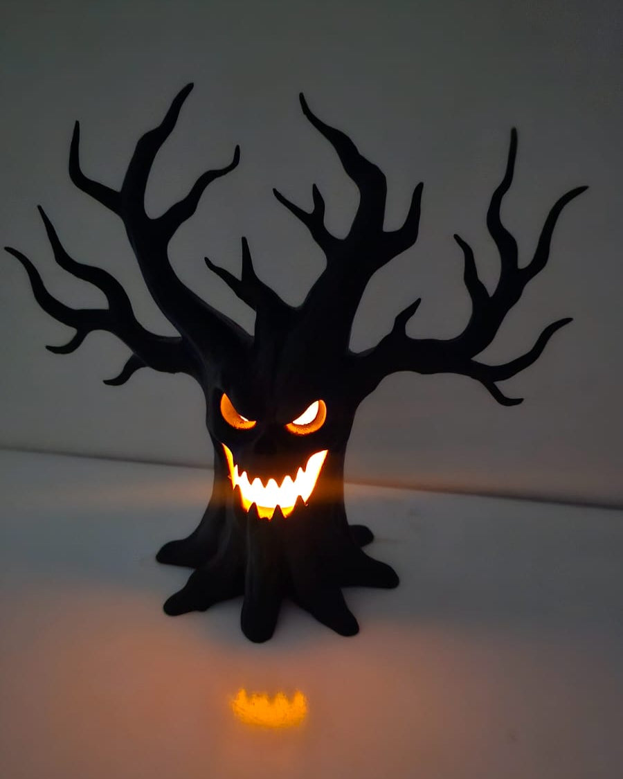 Halloween Black Skull Tree LED Decoration β Gothic Spooky Haunted House Ornament