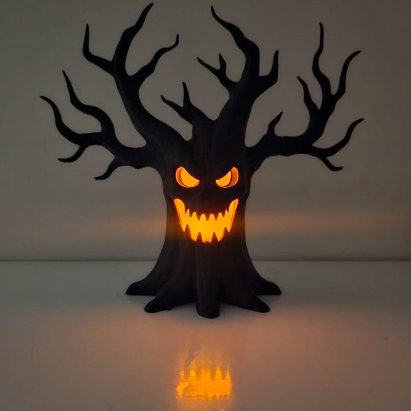 Halloween Black Skull Tree LED Decoration β Gothic Spooky Haunted House Ornament