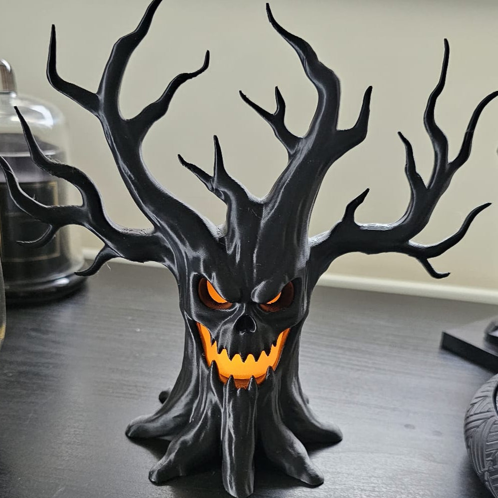 Halloween Black Skull Tree LED Decoration β Gothic Spooky Haunted House Ornament
