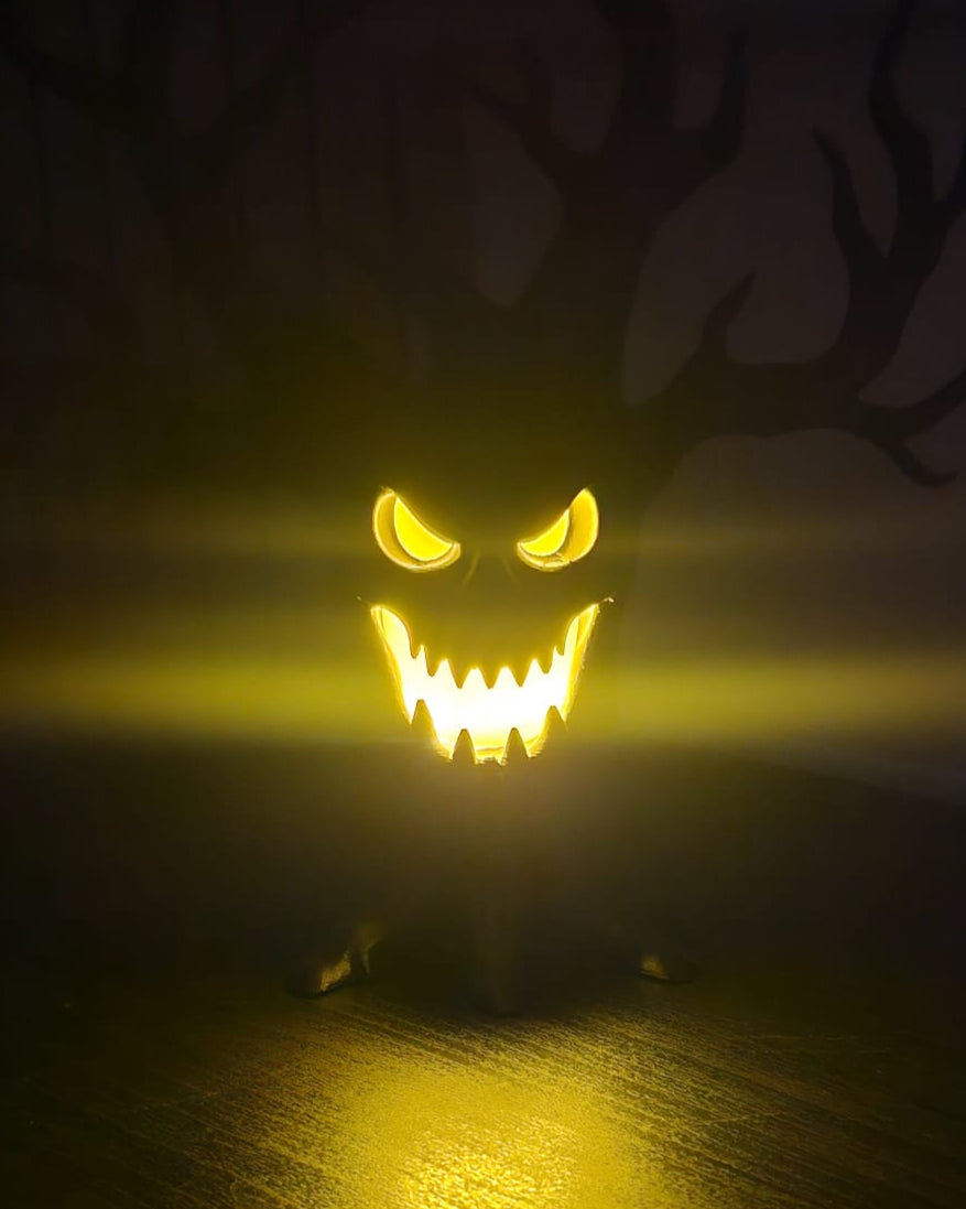 Halloween Black Skull Tree LED Decoration β Gothic Spooky Haunted House Ornament