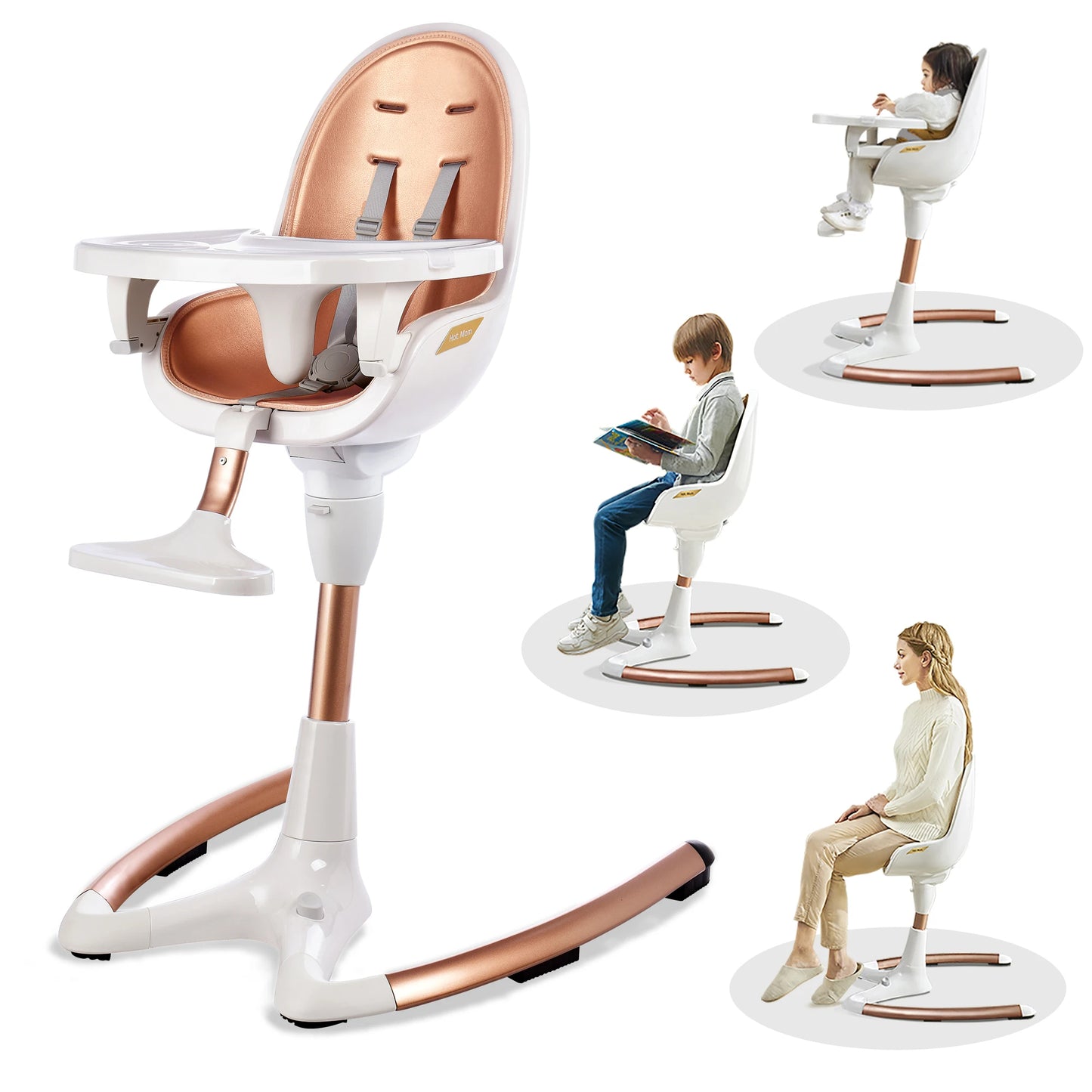 Hotmom ™ 360° Rotating HighChair With Adjustable Seat Height