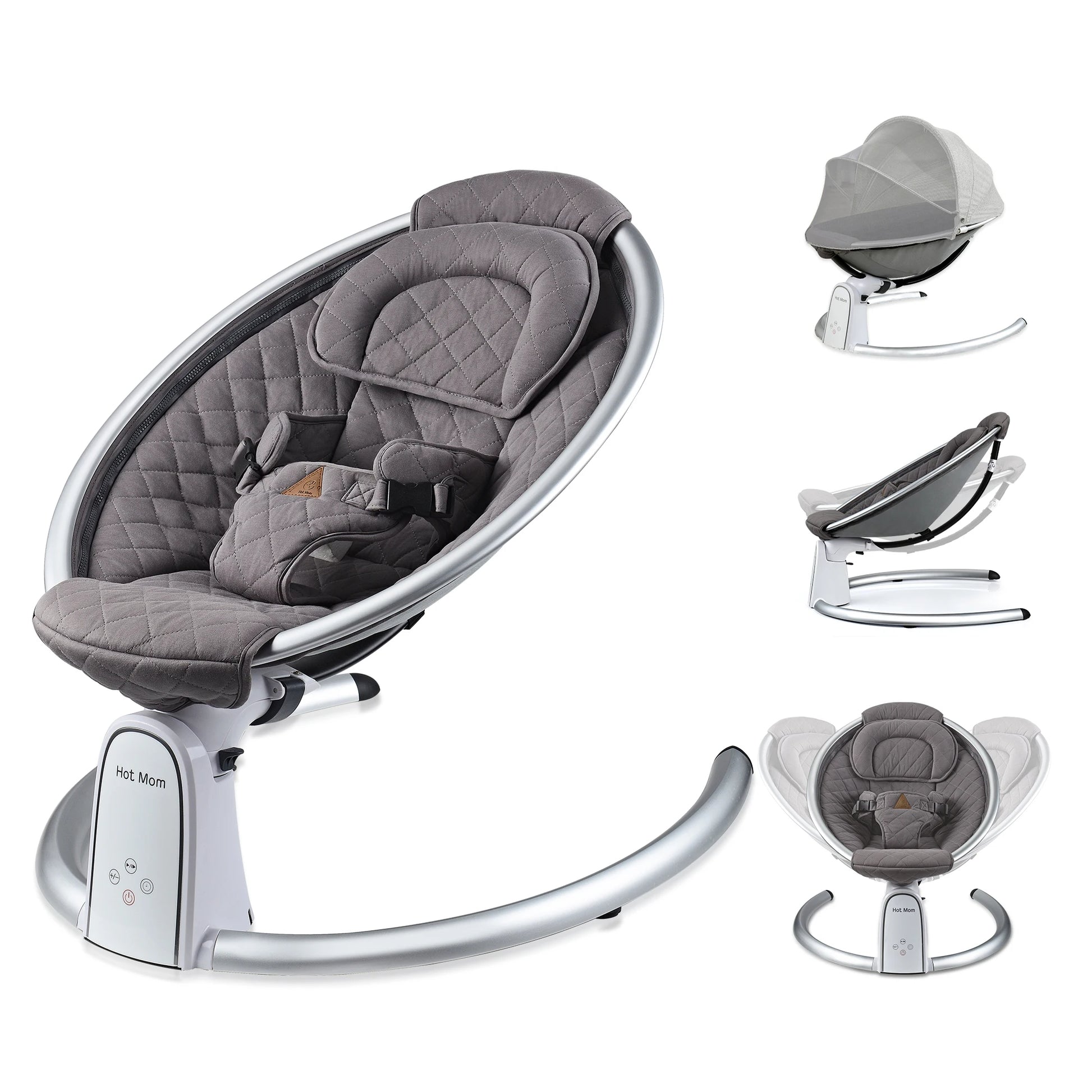 hot mom luxury baby rocker in cotton grey