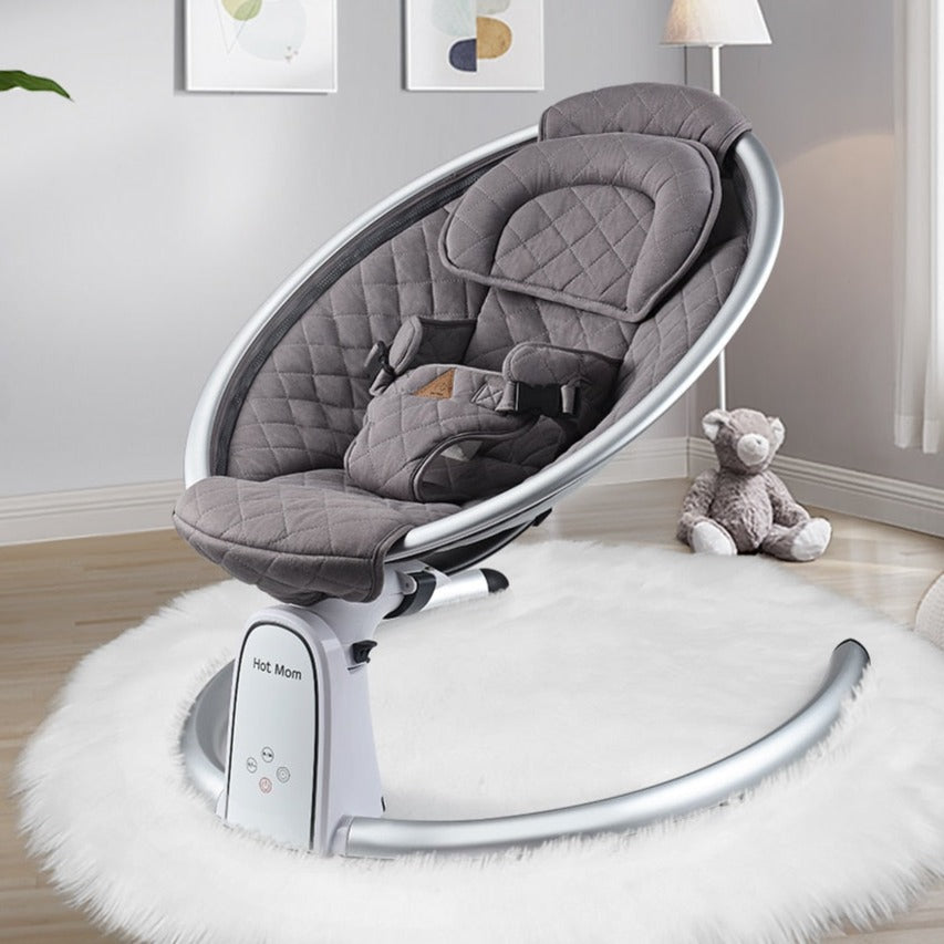 electric baby bouncer with bluetooth grey