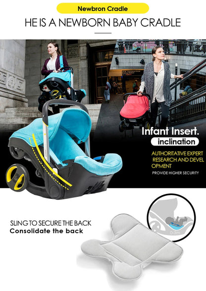 4-in-1 Baby Pram with Safety Car Travel System, Lightweight