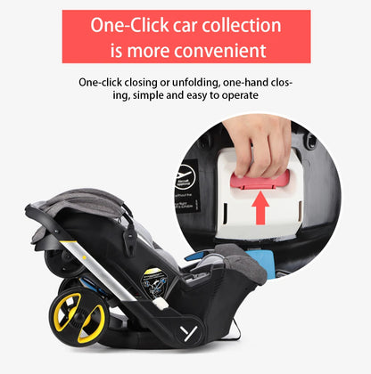 4-in-1 Baby Pram with Safety Car Travel System, Lightweight