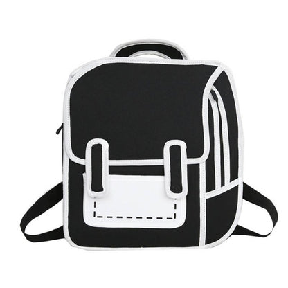 Creative 2D Drawing Backpack Cartoon School Bag Comic Bookbag