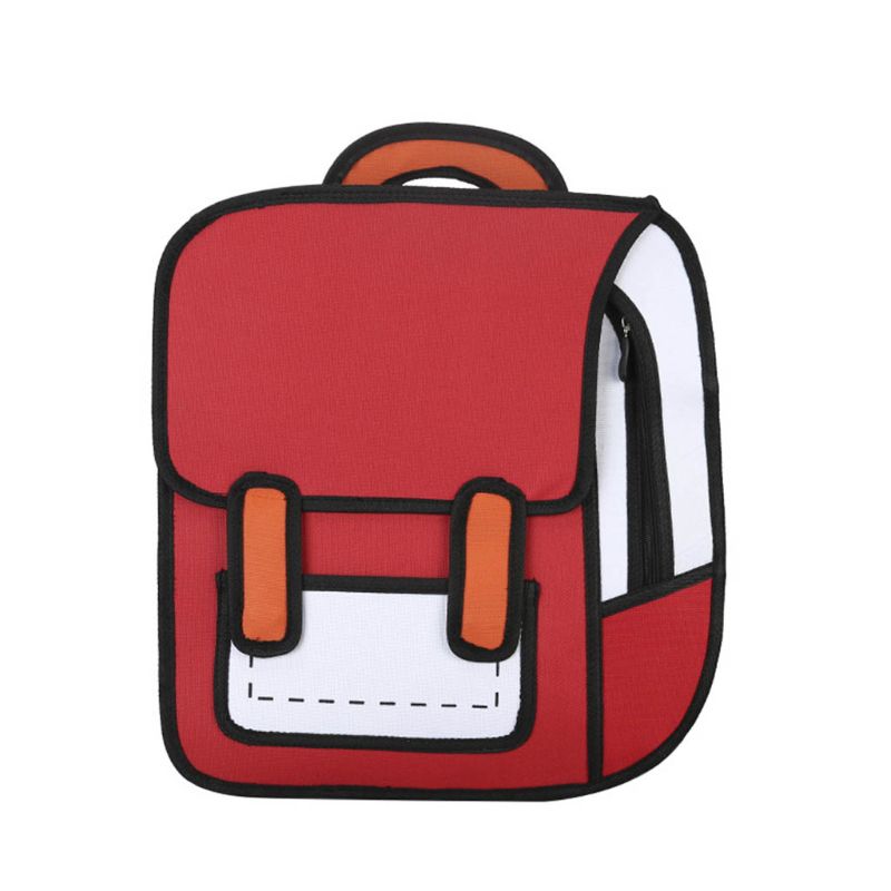 Creative 2D Drawing Backpack Cartoon School Bag Comic Bookbag