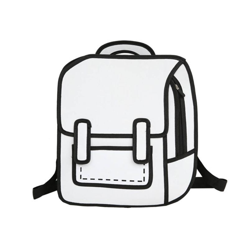 Creative 2D Drawing Backpack Cartoon School Bag Comic Bookbag