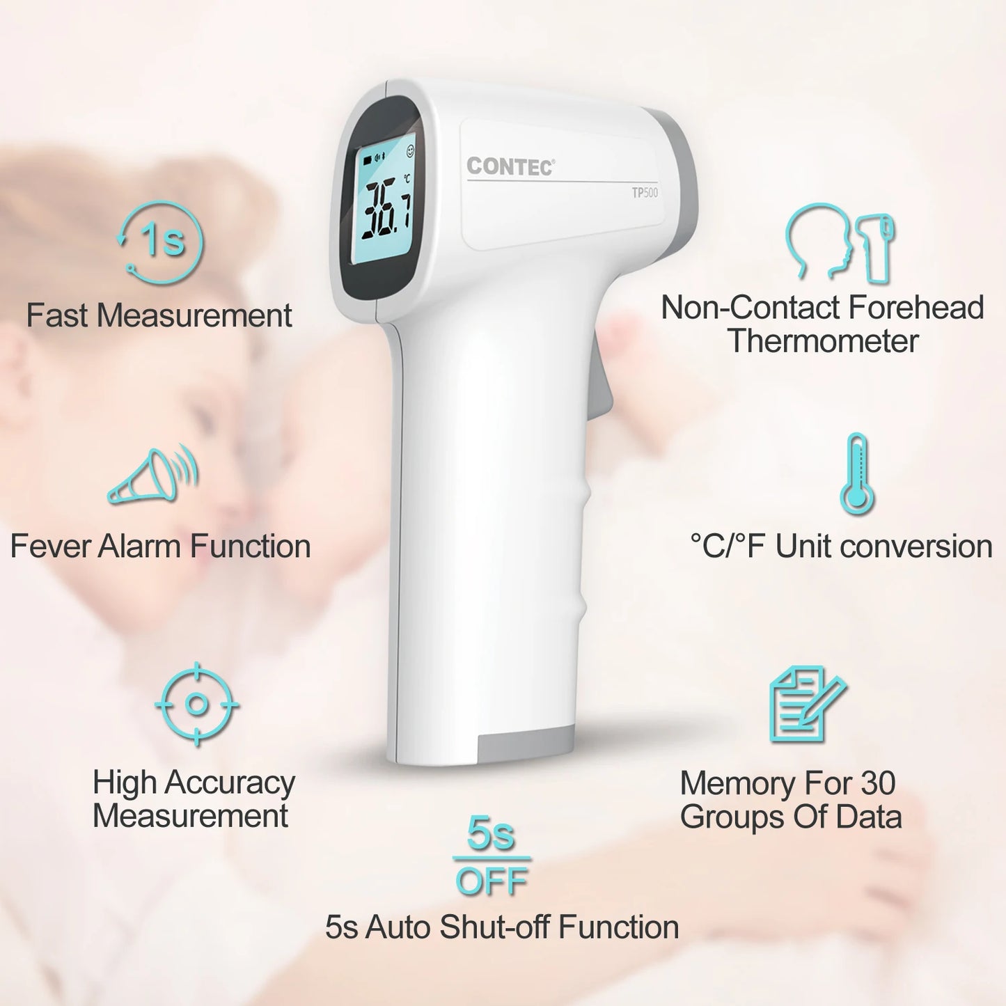 CONTEC Digital Infrared Forehead Thermometer TP500