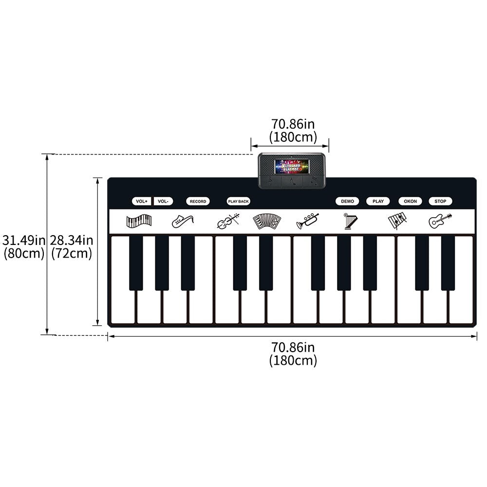 Multifunction Musical Piano Mat  24 Keys Educational Toys