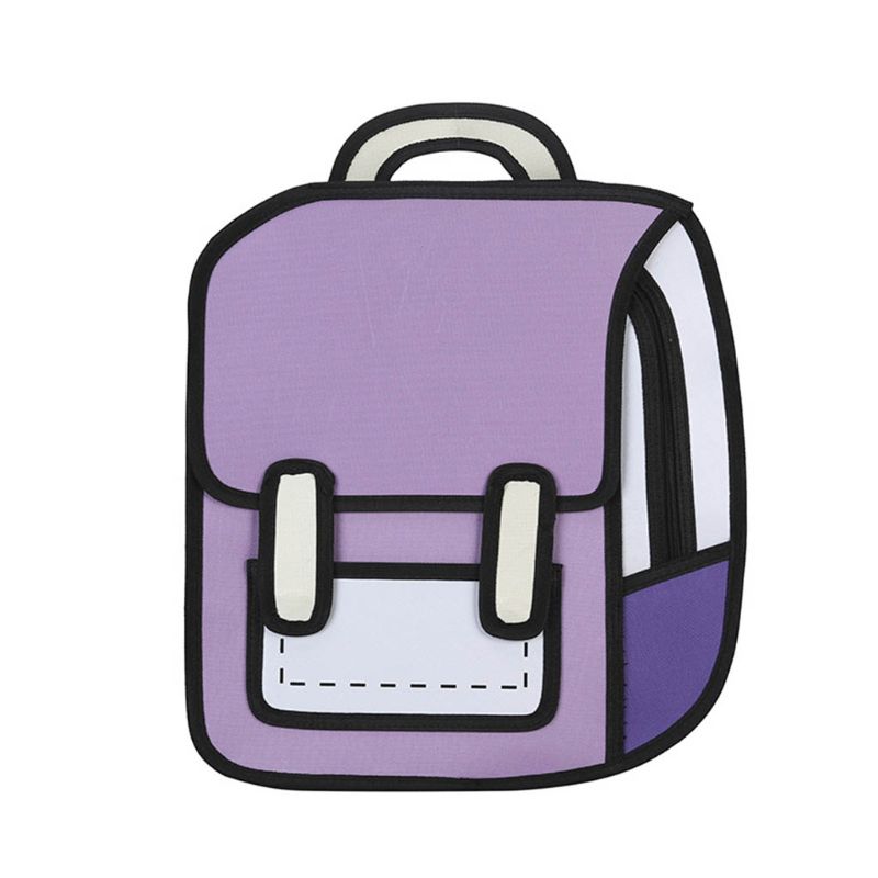 Creative 2D Drawing Backpack Cartoon School Bag Comic Bookbag