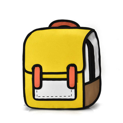 Creative 2D Drawing Backpack Cartoon School Bag Comic Bookbag