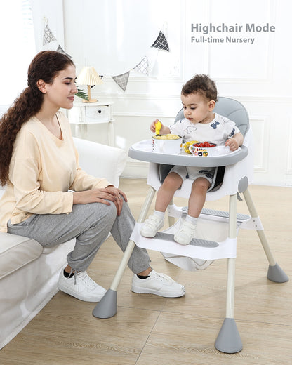 UBRAVOO Baby High Chair 6 Months Plus, 2-in-1  with Footrest, Detachable Double Tray, Easy to Clean Feeding , HA-019