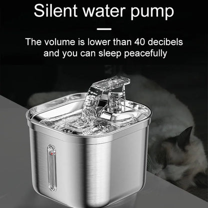 Stainless Steel Cat Fountain With Water Mark Automatic with Sensor Ultra Quiet