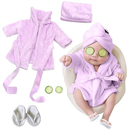 Bathrobes Bath With Belt Towel Outfit with Cucumber Photo Props for Newborn Baby 5 pieces