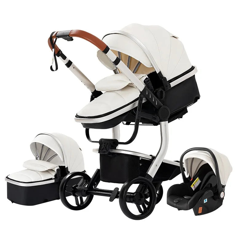 Baby Stroller 3 in 1 Stroller PU leather High Landscape