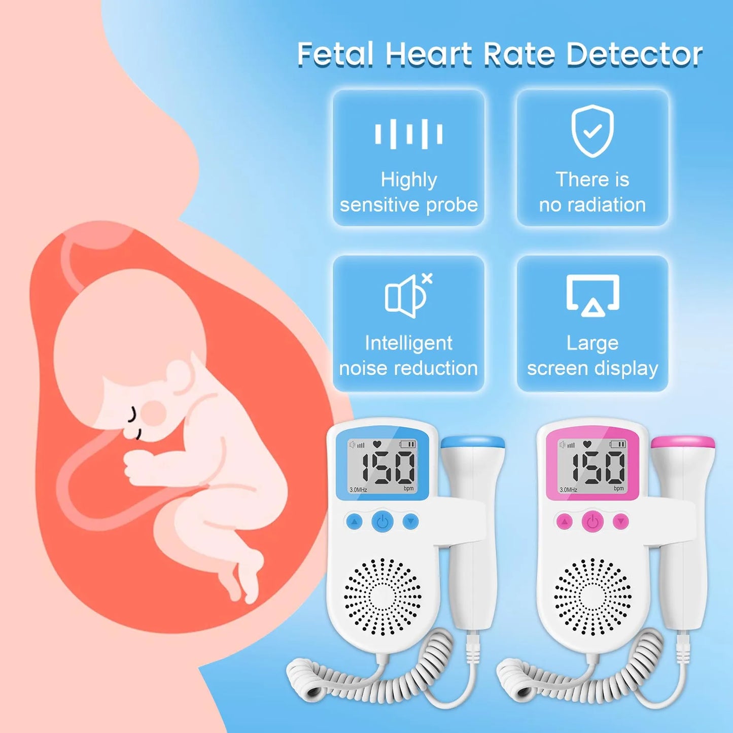 Pregnant Ultrasound Baby Heart Rate Detector