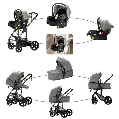 Baby Stroller 3 in 1 Portable Reversible