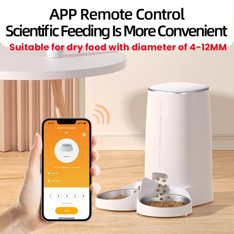 Automatic Cat Feeder Pet Smart Cat Food Kibble Dispenser Remote Control WiFi