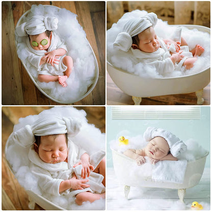 Bathrobes Bath With Belt Towel Outfit with Cucumber Photo Props for Newborn Baby 5 pieces