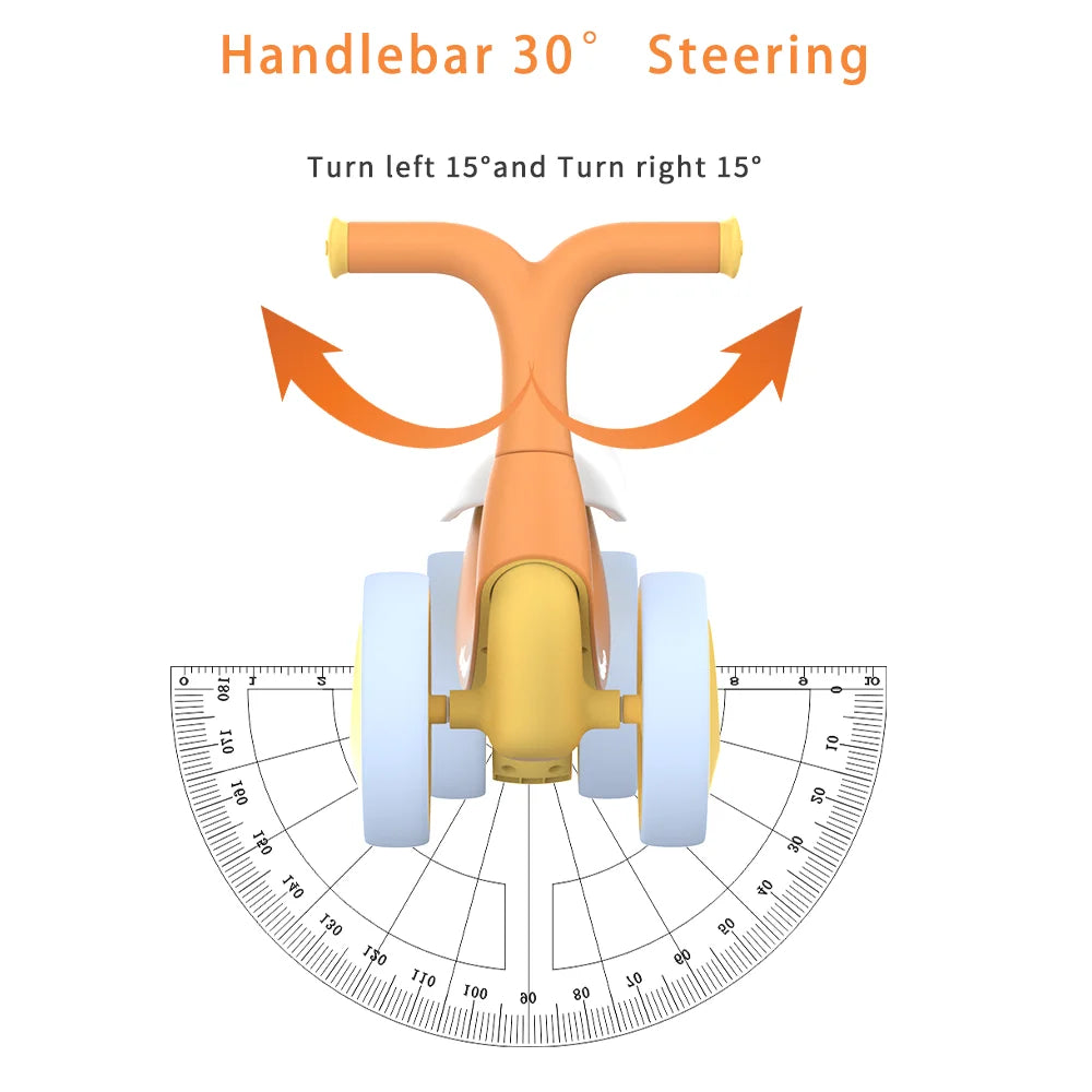 Baby Sliding Walker Bike Without Pedals, Steering Limit Prevent Rollover