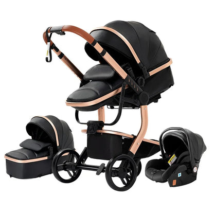 Baby Stroller 3 in 1 Stroller PU leather High Landscape