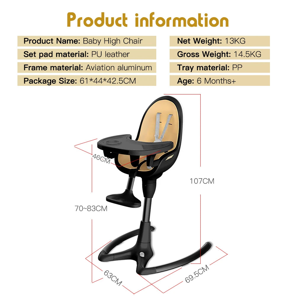 Baby High Chair With Adjustable Seat Height/Angle, with Foot Rest
