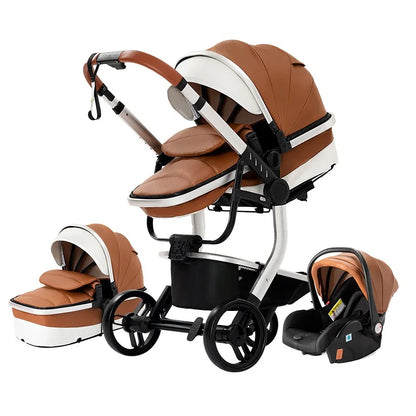 Baby Stroller 3 in 1 Stroller PU leather High Landscape