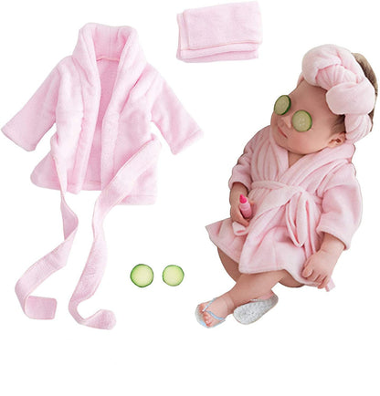 Bathrobes Bath With Belt Towel Outfit with Cucumber Photo Props for Newborn Baby 5 pieces